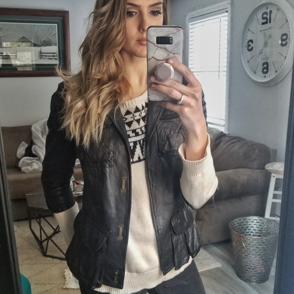 Saks Fifth Avenue Jackets & Blazers - ☘ Saks fifth avenue lambskin leather Moto Jacket